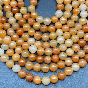 8mm Red Aventurine Genuine Natural Gemstone Bead Strand - Orange Tones